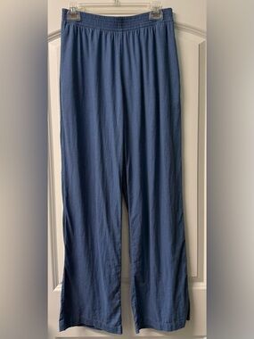 Babaton Women's Wide-Leg Linen Pants Sz Small Blue